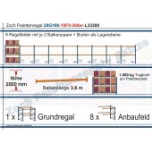 Palettenregal 20G108-10F9 Länge: 33200 mm mit 1000kg je Palettenplatz