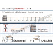 Palettenregal 20G108-70F12 Länge: 33440 mm mit 700kg je Palettenplatz