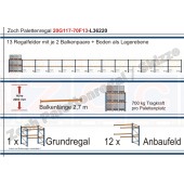 Palettenregal 20G117-70F13 Länge: 36220 mm mit 700kg je Palettenplatz