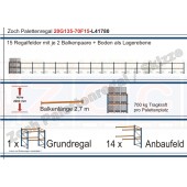 Palettenregal 20G135-70F15 Länge: 41780 mm mit 700kg je Palettenplatz