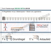 Palettenregal 20G162-10F18 Länge: 50120 mm mit 1000kg je Palettenplatz