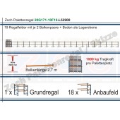 Palettenregal 20G171-10F19 Länge: 52900 mm mit 1000kg je Palettenplatz