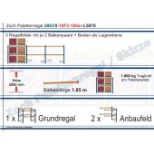 Palettenregal 20G18-10F3 Länge: 5870 mm mit 1000kg je Palettenplatz