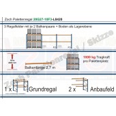 Palettenregal 20G27-10F3 Länge: 8420 mm mit 1000kg je Palettenplatz