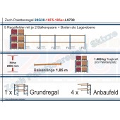 Palettenregal 20G30-10F5 Länge: 9730 mm mit 1000kg je Palettenplatz