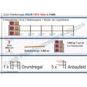 Palettenregal 20G36-10F6 Länge: 11660 mm mit 1000kg je Palettenplatz