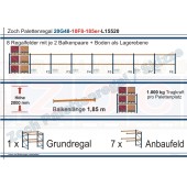 Palettenregal 20G48-10F8 Länge: 15520 mm mit 1000kg je Palettenplatz