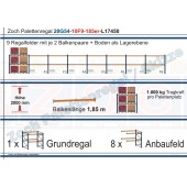 Palettenregal 20G54-10F9 Länge: 17450 mm mit 1000kg je Palettenplatz