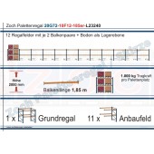 Palettenregal 20G72-10F12 Länge: 23240 mm mit 1000kg je Palettenplatz