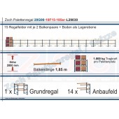 Palettenregal 20G90-10F15 Länge: 29030 mm mit 1000kg je Palettenplatz