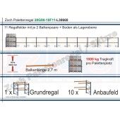 Palettenregal 20G99-10F11 Länge: 30660 mm mit 1000kg je Palettenplatz