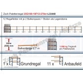 Palettenregal 25G108-10F12 Länge: 33440 mm mit 1000kg je Palettenplatz