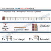 Palettenregal 25G108-10F18 Länge: 34820 mm mit 1000 kg je Palettenplatz