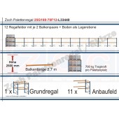 Palettenregal 25G108-70F12 Länge: 33440 mm mit 700kg je Palettenplatz