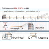 Palettenregal 25G117-70F13 Länge: 36220 mm mit 700kg je Palettenplatz