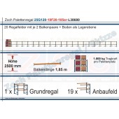 Palettenregal 25G120-10F20 Länge: 38680 mm mit 1000 kg je Palettenplatz