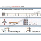 Palettenregal 25G126-70F14 Länge: 39000 mm mit 700kg je Palettenplatz