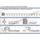 Palettenregal 25G135-10F15 Länge: 41780 mm mit 1000kg je Palettenplatz