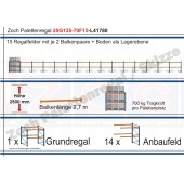 Palettenregal 25G135-70F15 Länge: 41780 mm mit 700kg je Palettenplatz