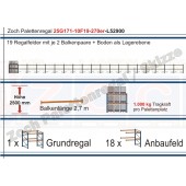Palettenregal 25G171-10F19 Länge: 52900 mm mit 1000kg je Palettenplatz