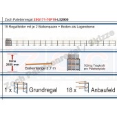 Palettenregal 25G171-70F19 Länge: 52900 mm mit 700kg je Palettenplatz