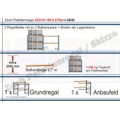 Palettenregal 25G18-10F2 Länge: 5640 mm mit 1000kg je Palettenplatz