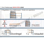 Palettenregal 25G18-70F2 Länge: 5640 mm mit 700kg je Palettenplatz