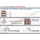 Palettenregal 25G24-10F2 Länge: 7440 mm mit 1000kg je Palettenplatz