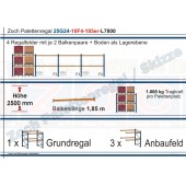 Palettenregal 25G24-10F4 Länge: 7800 mm mit 1000 kg je Palettenplatz
