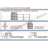 Palettenregal 25G27-10F3 Länge: 8420 mm mit 1000kg je Palettenplatz