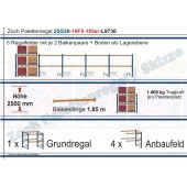 Palettenregal 25G30-10F5 Länge: 9730 mm mit 1000 kg je Palettenplatz