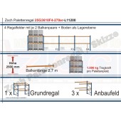 Palettenregal 25G36-10F4 Länge: 11200 mm mit 1000kg je Palettenplatz