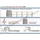 Palettenregal 25G45-10F5 Länge: 13980 mm mit 1000kg je Palettenplatz