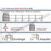 Palettenregal 25G54-10F6 Länge: 16760 mm mit 1000kg je Palettenplatz