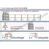 Palettenregal 25G54-70F6 Länge: 16760 mm mit 700kg je Palettenplatz