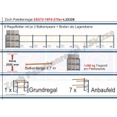 Palettenregal 25G72-10F8 Länge: 22320 mm mit 1000kg je Palettenplatz
