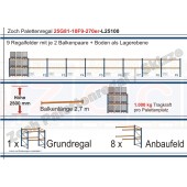 Palettenregal 25G81-10F9 Länge: 25100 mm mit 1000kg je Palettenplatz