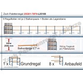 Palettenregal 25G81-70F9 Länge: 25100 mm mit 700kg je Palettenplatz