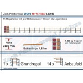 Palettenregal 25G90-10F15 Länge: 29030 mm mit 1000 kg je Palettenplatz