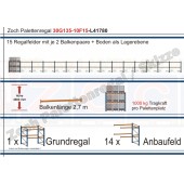 Palettenregal 30G135-10F15 Länge: 41780 mm mit 1000kg je Palettenplatz