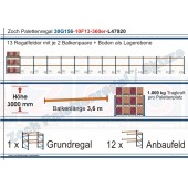 Palettenregal 30G156-10F13 Länge: 47920 mm mit 1000kg je Palettenplatz