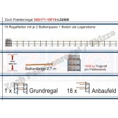 Palettenregal 30G171-10F19 Länge: 52900 mm mit 1000kg je Palettenplatz
