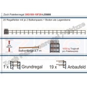 Palettenregal 30G180-10F20 Länge: 55680 mm mit 1000kg je Palettenplatz