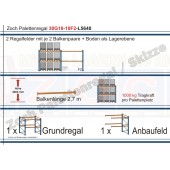 Palettenregal 30G18-10F2 Länge: 5640 mm mit 1000kg je Palettenplatz