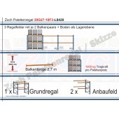 Palettenregal 30G27-10F3 Länge: 8420 mm mit 1000kg je Palettenplatz
