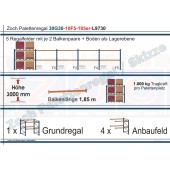 Palettenregal 30G30-10F5 Länge: 9730 mm mit 1000 kg je Palettenplatz