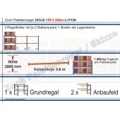 Palettenregal 30G36-10F3 Länge: 11120 mm mit 1000kg je Palettenplatz