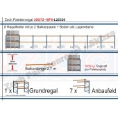 Palettenregal 30G72-10F8 Länge: 22320 mm mit 1000kg je Palettenplatz
