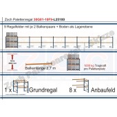 Palettenregal 30G81-10F9 Länge: 25100 mm mit 1000kg je Palettenplatz