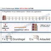 Palettenregal 30G84-10F14 Länge: 27100 mm mit 1000 kg je Palettenplatz